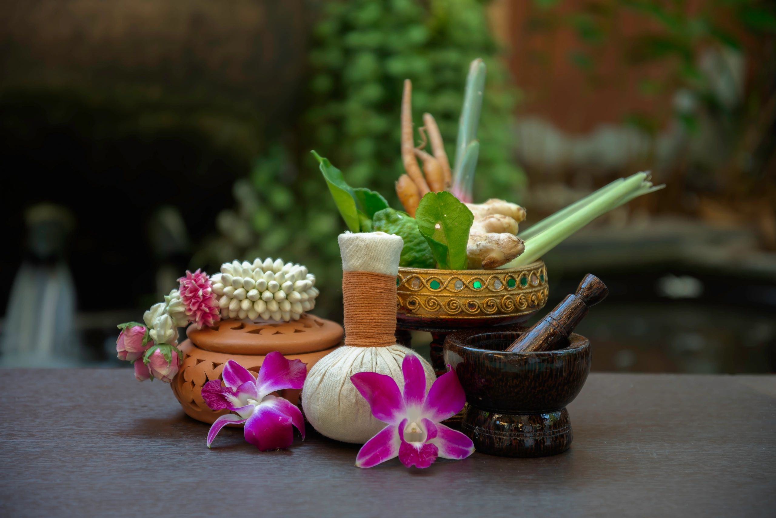 Spa wellness setup for massage treatment